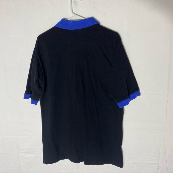 Vintage Outer Banks Black Combed Cotton Embroidered Polo Shirt W Blue Trim L - Picture 2 of 13
